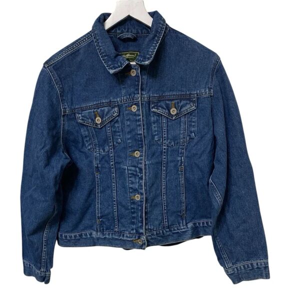 Eddie Bauer Jackets & Blazers - Eddie Bauer Womens Blue Denim Long Sleeve Button Front Jean Jacket Size Large